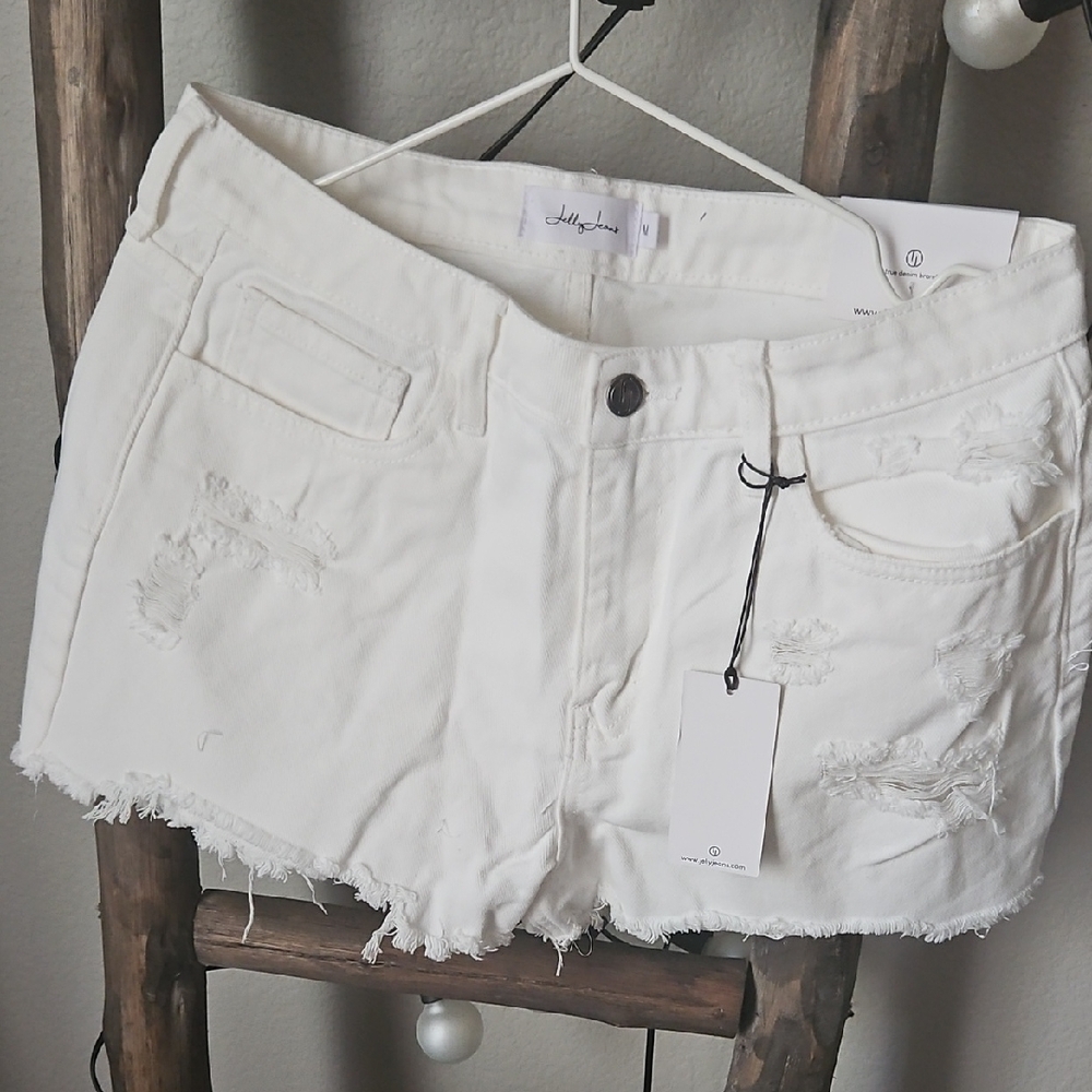 Judy Blue White Distressed Jean Shorts